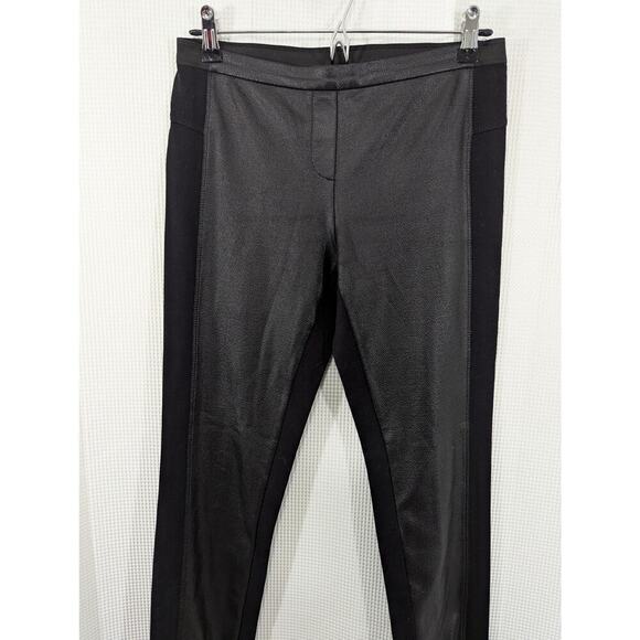BCBGMAXAZRIA! ULTRA STRETCH BLACK W/FAUX LEATHER INSET, LUXE LEGGINGS! SZ M - Picture 3 of 11